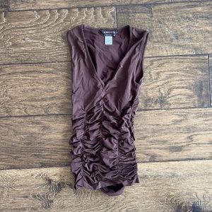 Vintage BCBGMaxAzria Ruched Brown Tank